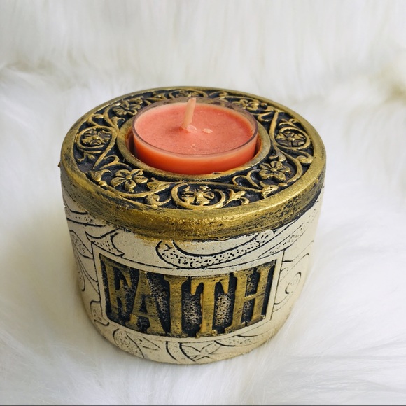 Other - FAITH candle 🕯 holder votive gold tea light